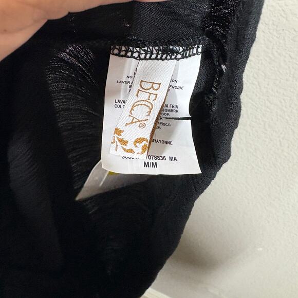 Becca Medium Ponza Bandeau Strapless Swim Coverup Dress Black Smocked Waist - Picture 7 of 9